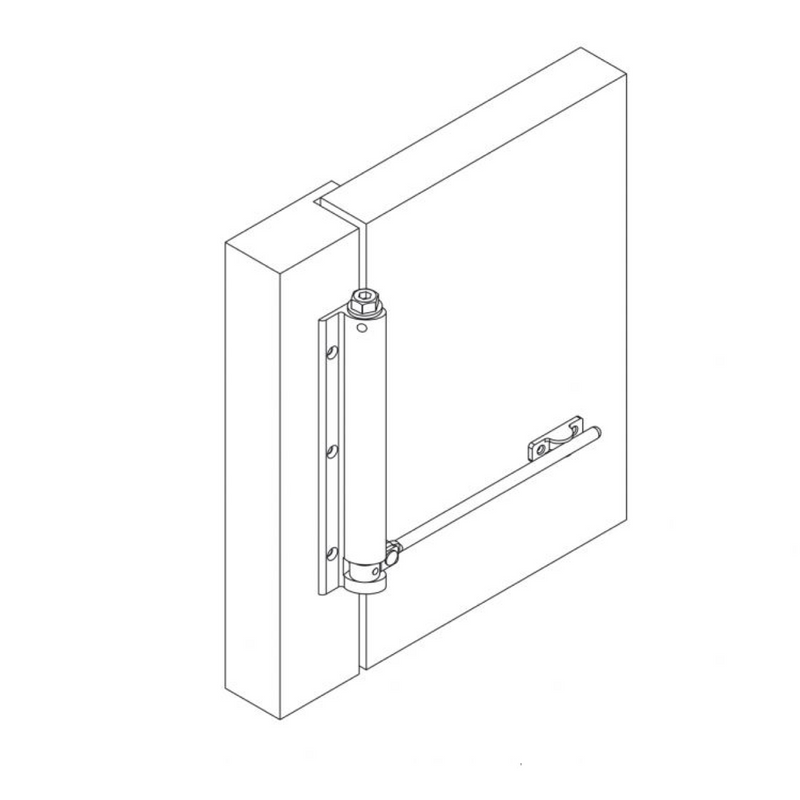 Braço de mola em latão com acabamento cromado brilhante para fecho automático de porta 190x180