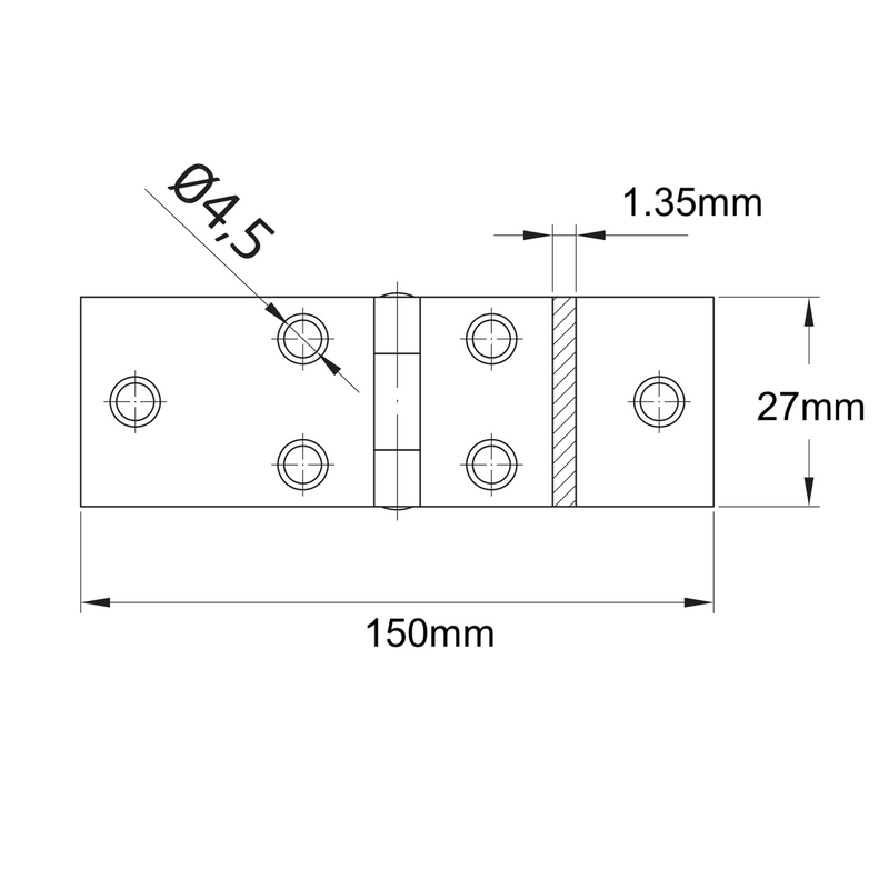 Branch hinge with elongated steel base in zinc-plated finish for furniture