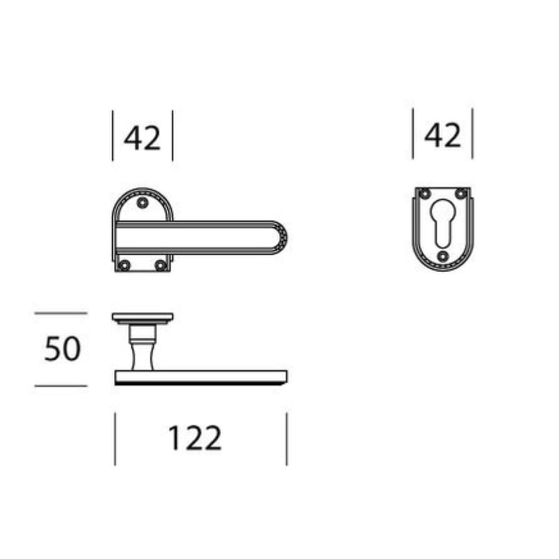 Salice Paolo Deco Italian handle with arch-shaped rosette in shiny chrome