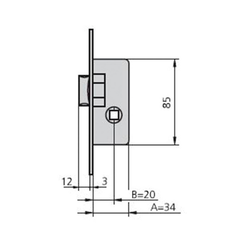 Nickel-plated CVL 1964R lock with 20 handle up to axis for metal doors