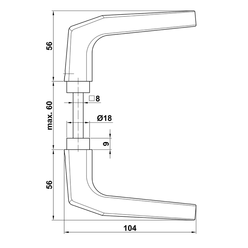 Set of classic aluminum handles without plate in silver finish