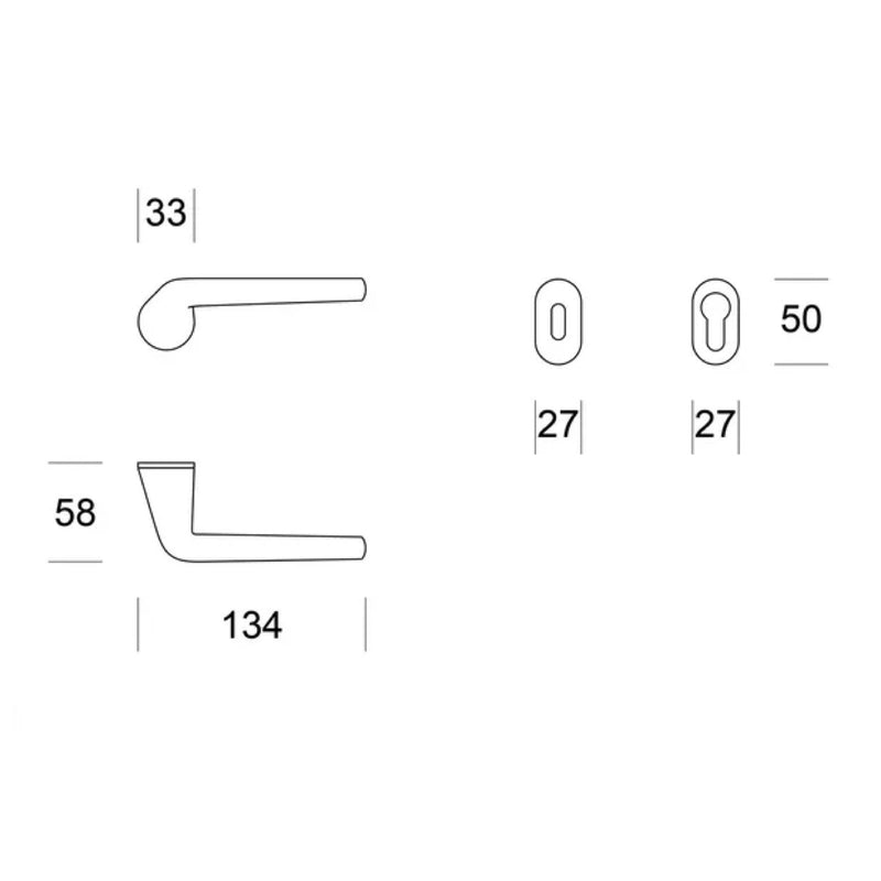 Lift C3 model design handle with small 33Ø rosette in graphite finish