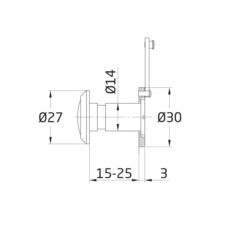 Mirilla óptica de 14Ø en latón cromo mate para puertas de entre 15 y 25mm
