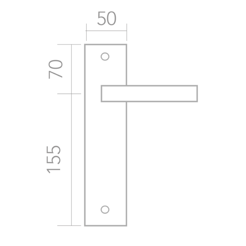 Zamak model '810' handle with rectangular plate finished in graphite for doors 