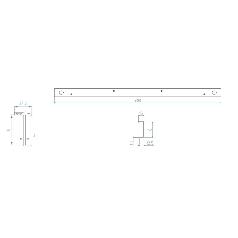 Fechadura de encaixe direita de 3 pontos MCM modelo 7140-3 niquelada frente 40mm H