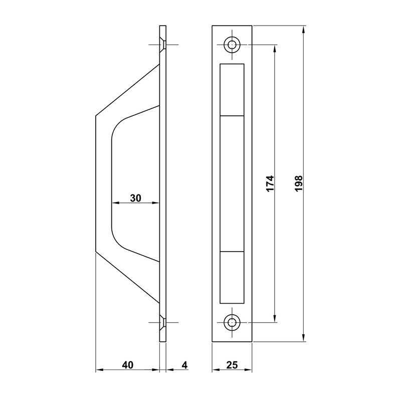 Straight aluminum handle in black finish for doors and windows