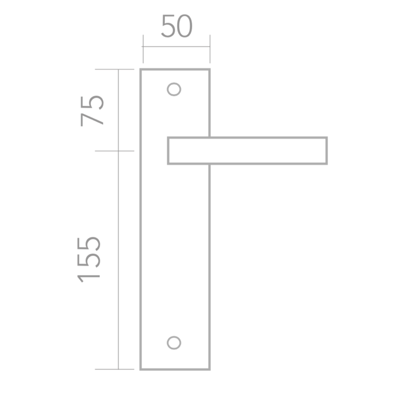 Manilla modelo 559 con placa rectangular de zamak acabado níquel satinado para puertas
