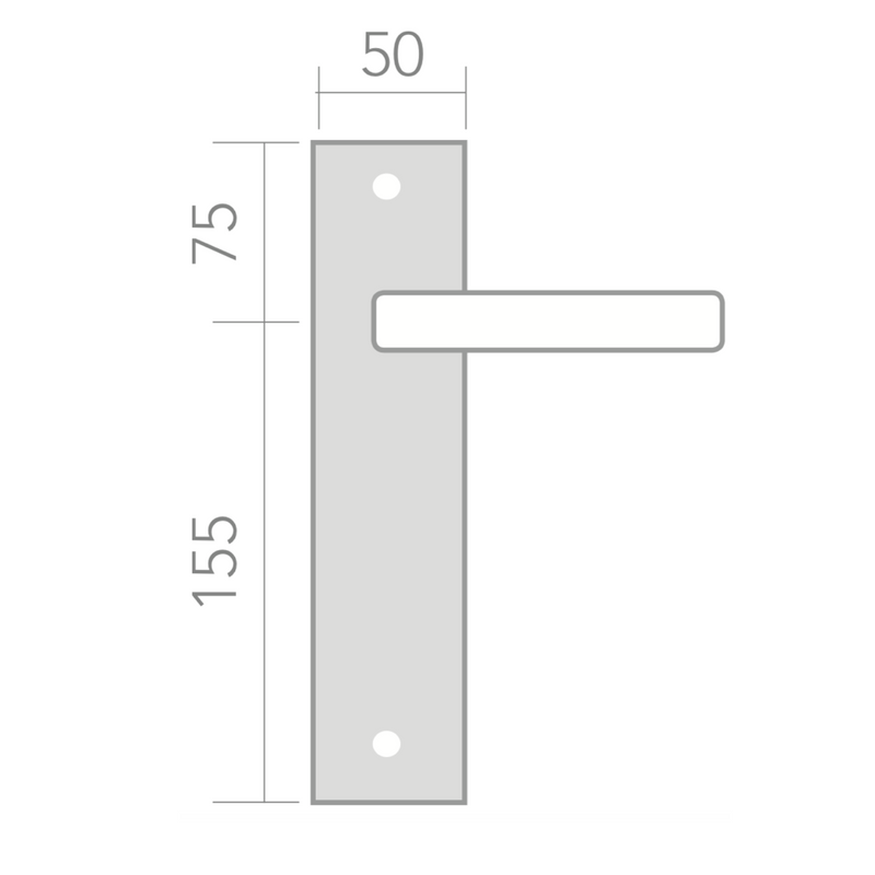 Medidas manilla con placa rectangular para puertas modelo 208