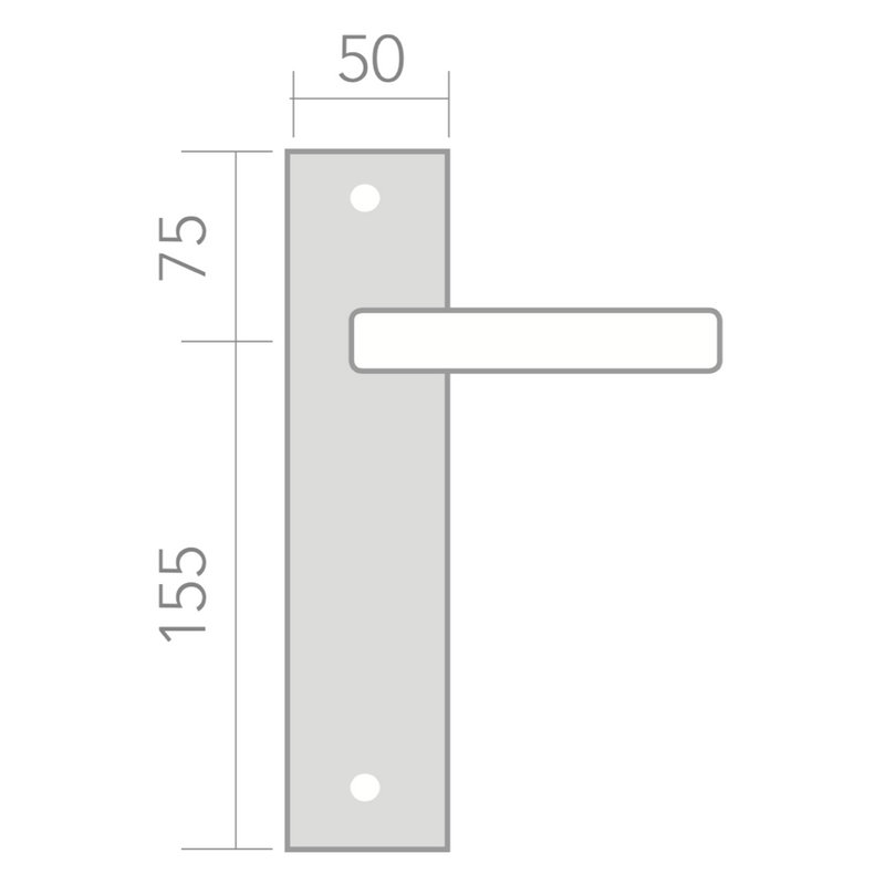 Medidas manilla de zamak con placa rectangular para puertas modelo 520