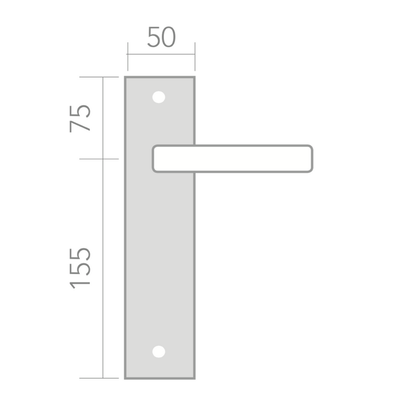 Medidas manilla con placa rectangular para puertas modelo 730