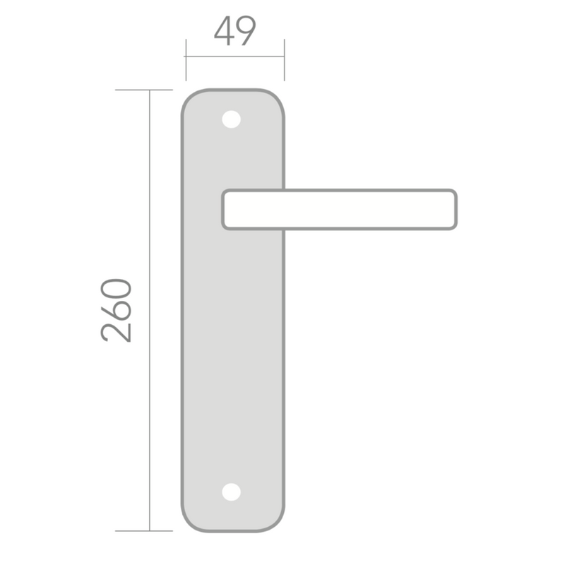 Medidas manilla con placa curva modelo 8201