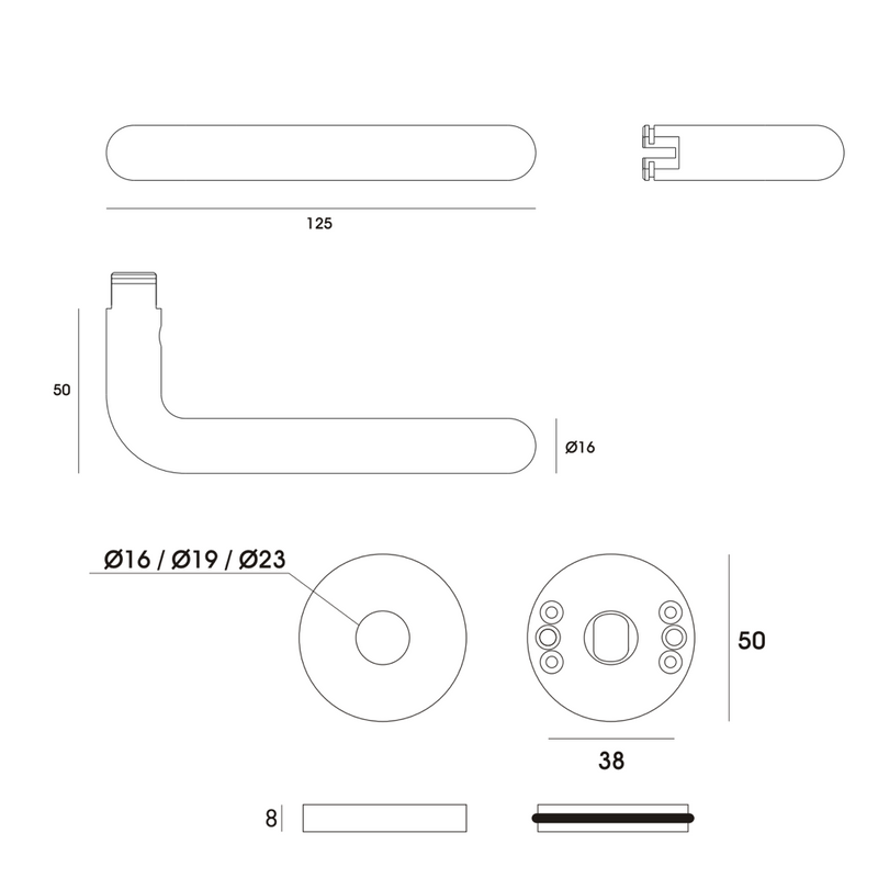 JNF handle in stainless steel model IN.00.014 for doors