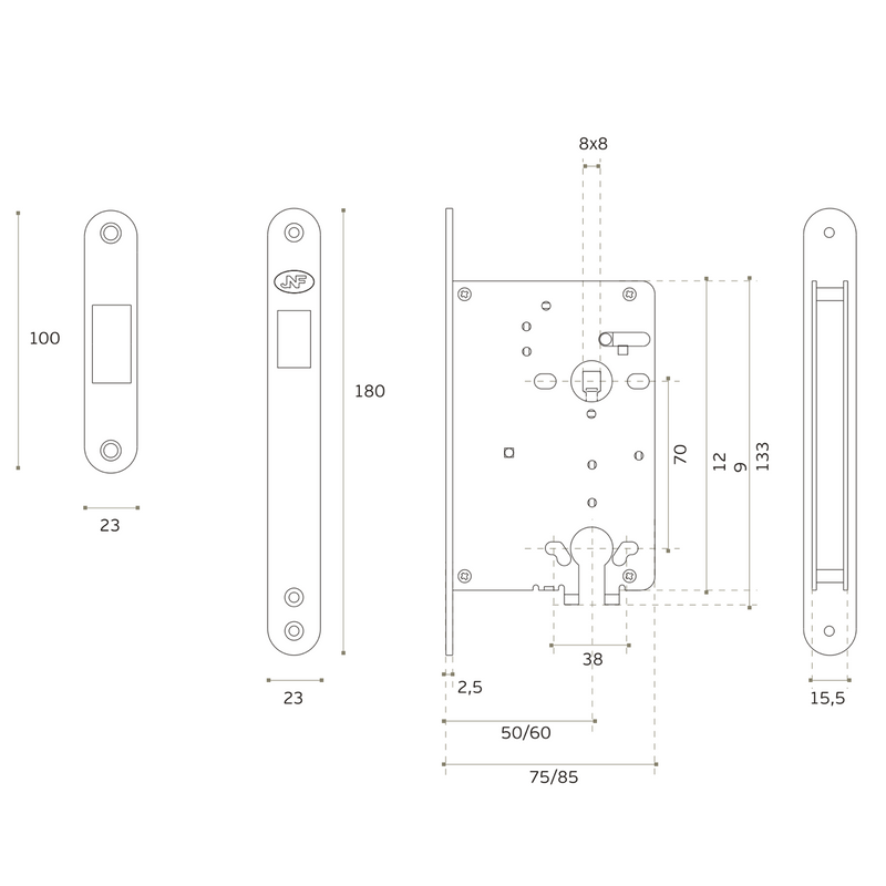 Fechadura magnética em aço inox JNF 70 ideal para portas de acesso