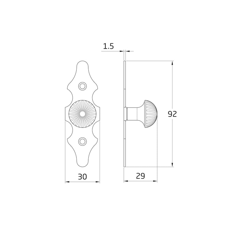 Handle with rustic style plate in 92x30mm leather finish