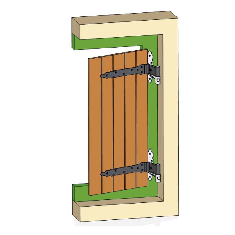 Gozne castellano de 300x35mm regulable desde 72 a 95mm para montaje con pernio de 14mm de diámetro