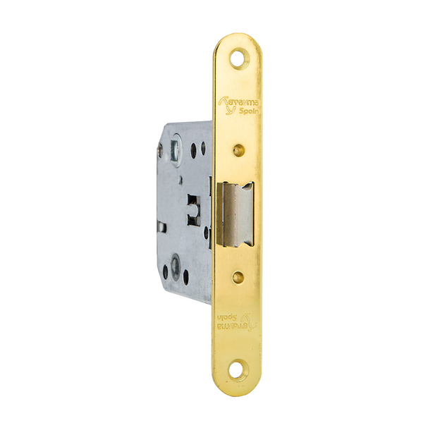 Unified reversible latch entry 47mm glossy gold finish round edge