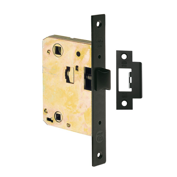 Off-center latch condemned to 70mm black finish straight edge 