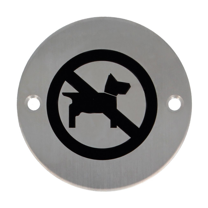 Placa señalización atornillar prohibido perros en inoxidable ø75mm