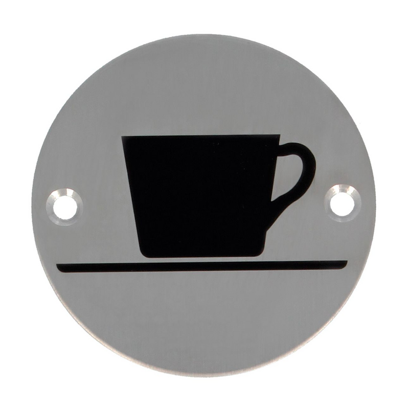 Placa señalización de café de atornillar circular en inoxidable ø75mm