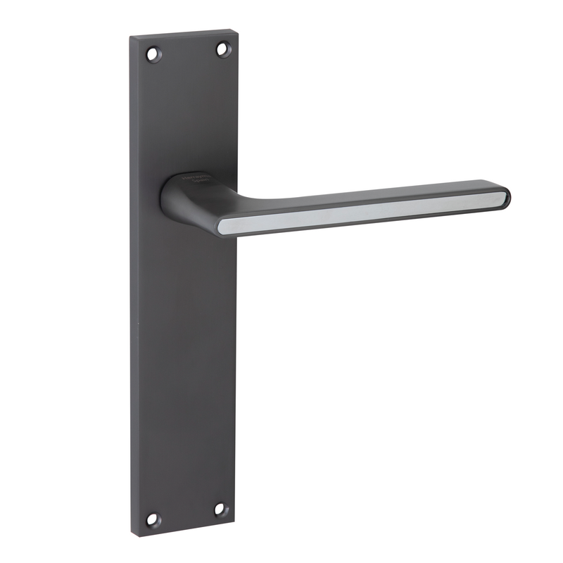 Zamak model '810' handle with rectangular plate finished in graphite for doors 