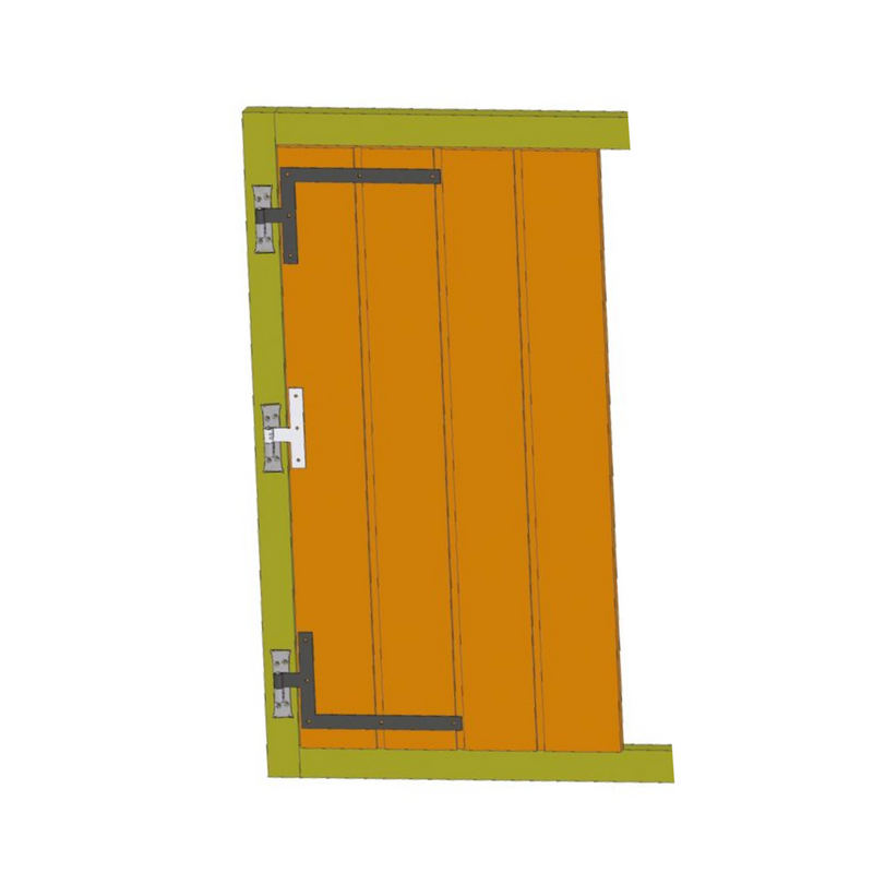 Dobradiça preta 300x240mm com ângulo reto para montagem com pino eixo 14mm