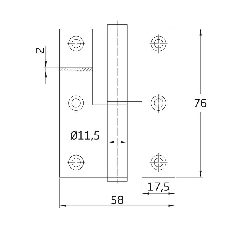 76x58mm straight edge stainless steel open blade bolt