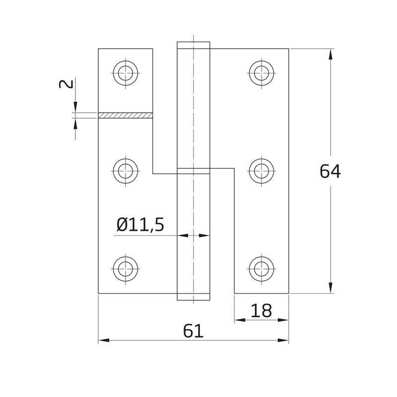 64x61mm straight edge stainless steel open blade bolt