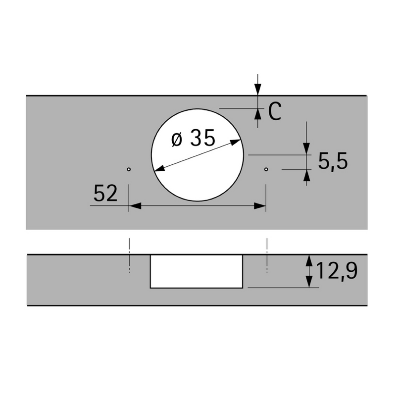 Sensys black straight hinge with 95º opening damper for thick doors