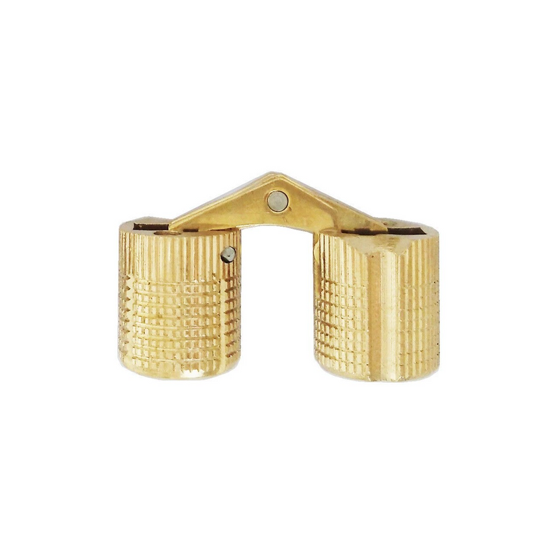 Bisagra oculta redonda de latón en dorado de Ø12X27mm para puertas y tapas abatibles