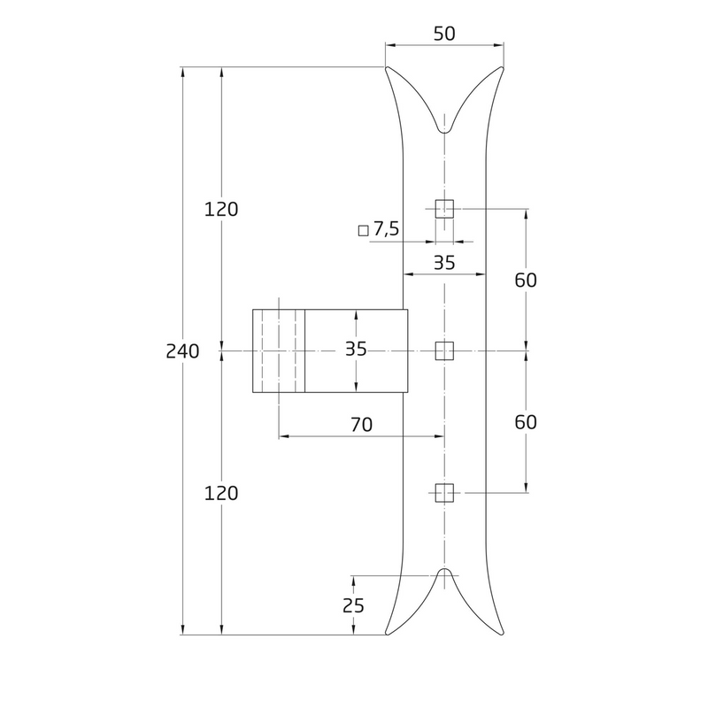 Gozne gótico negro para eje central de la puerta forma de T para pernios de Ø14mm