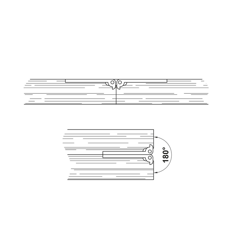 Bisagra mesa plegable de embutir en latón acabado cromo mate de 81x35mm