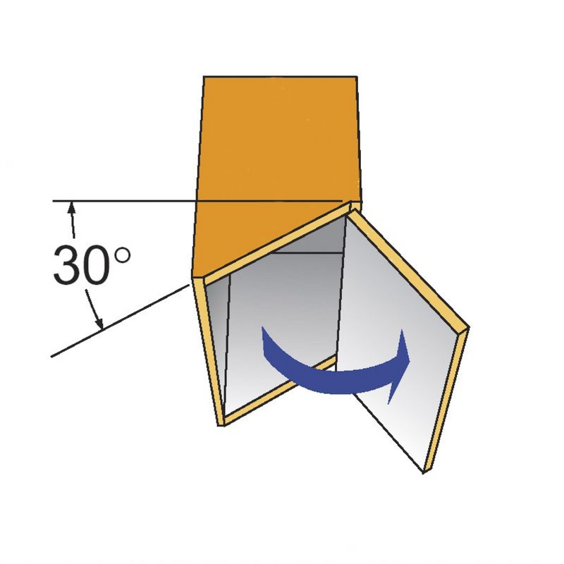 35mm straight cup hinge 30º closed inclination with clip base