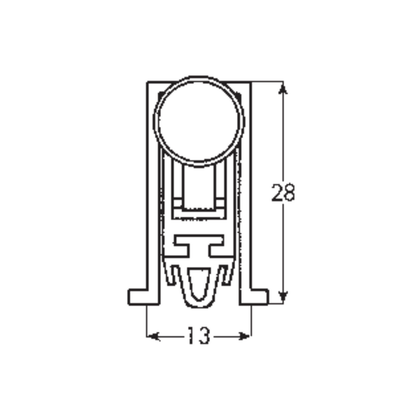 Burlete automático de embutir de 100cm con goma elástica con tornillo de regulación y placa de acero niquelado