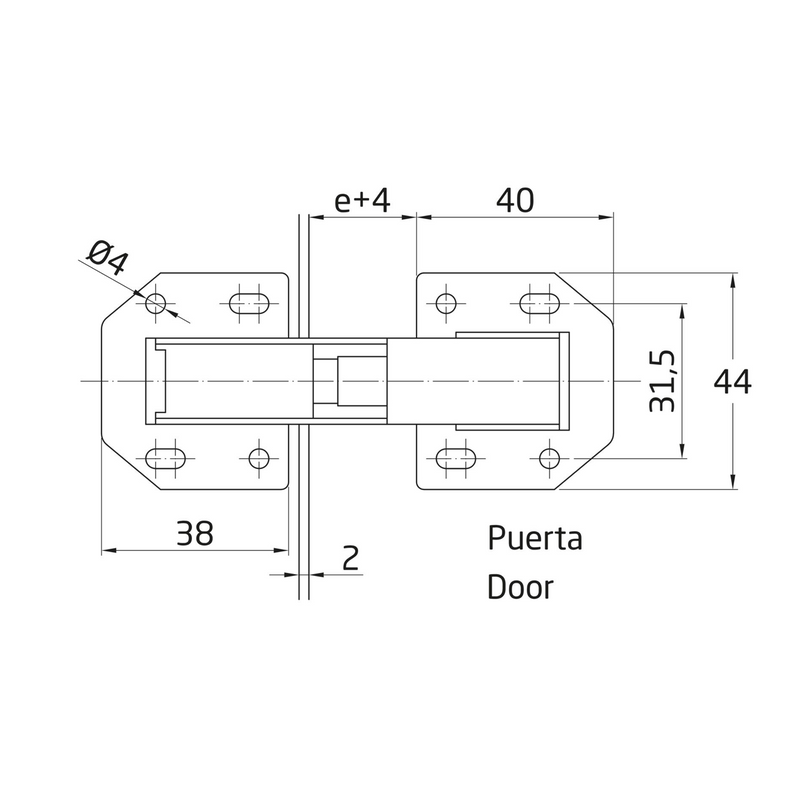 100x44mm crab hinge with piston opening 90º for furniture and cabinets