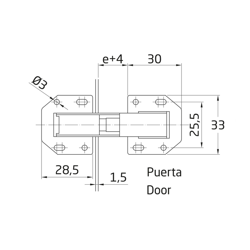 75x33mm crab hinge with piston opening 90º for furniture and cabinets