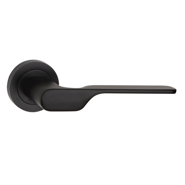 Zamak handle model 640 with round rose in black finish for doors 