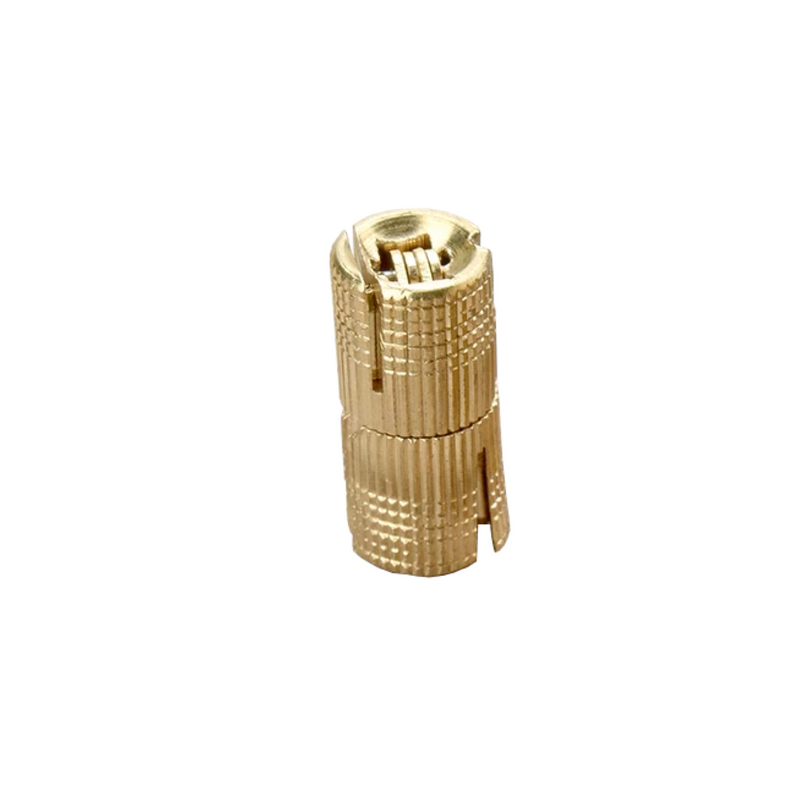 Bisagra oculta redonda de latón en dorado de Ø14X32mm para puertas y tapas abatibles