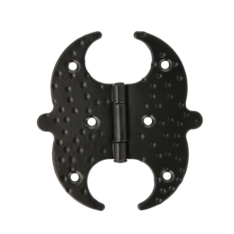 Bisagra rústica tipo mariposa de forja en acero punteada negro de 100x95mm