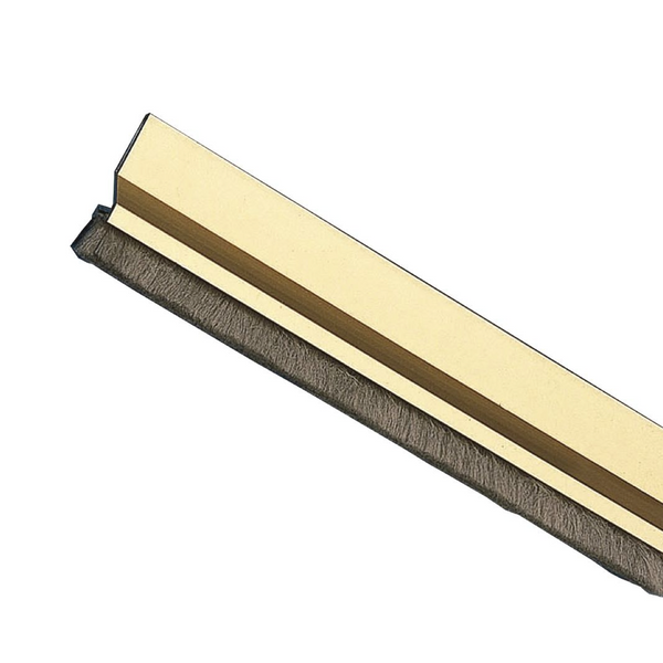 Burlete adhesivo dorado de sobreponer de aluminio de 820mm con cepillo