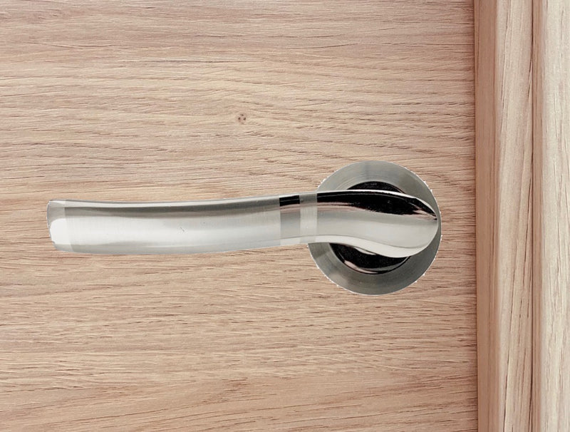 Manilla de aluminio con roseta redonda para puertas de madera