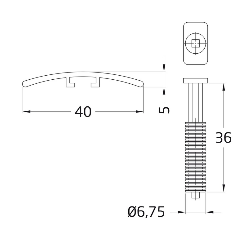 Tapajuntas liso de aluminio dorado de 820x40mm para colocación en taco