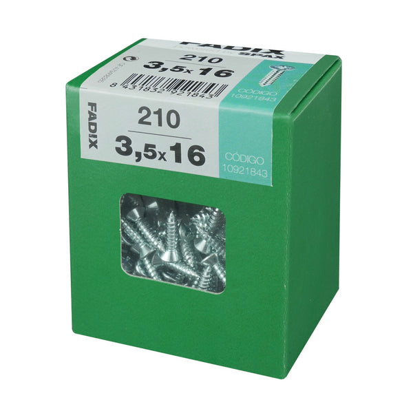 Caja de 210 tirafondos 3,5x16mm con cabeza avellanada DIN7982 para atornillador en cruz