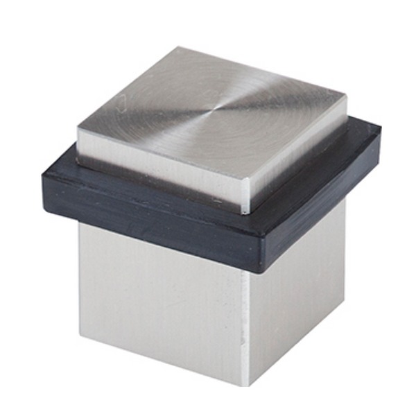 Square stainless steel door stop with black rubber side 25mm 