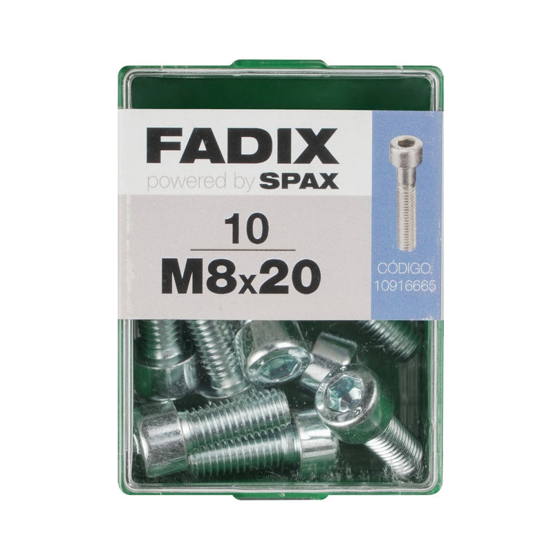 10 DIN 912 M 8 x 20mm screws with cylindrical head for Allen key