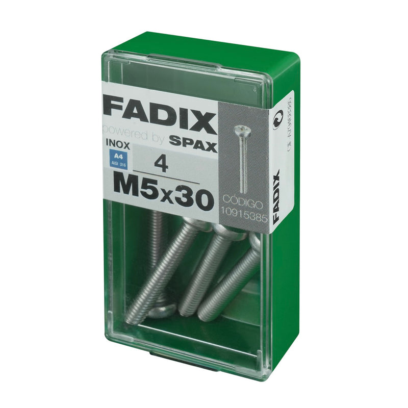 Box of 4 DIN 7985 stainless A4 metric 5x30 screws with round cross head