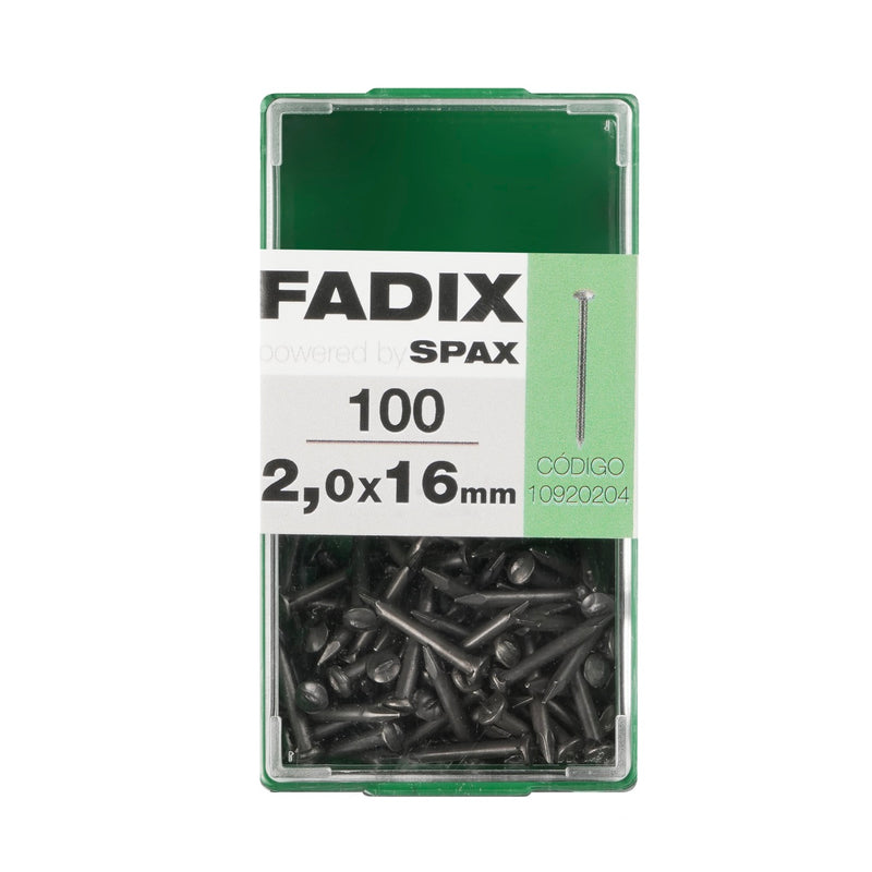 Box of 100 2x16mm black steel nails with rounded head