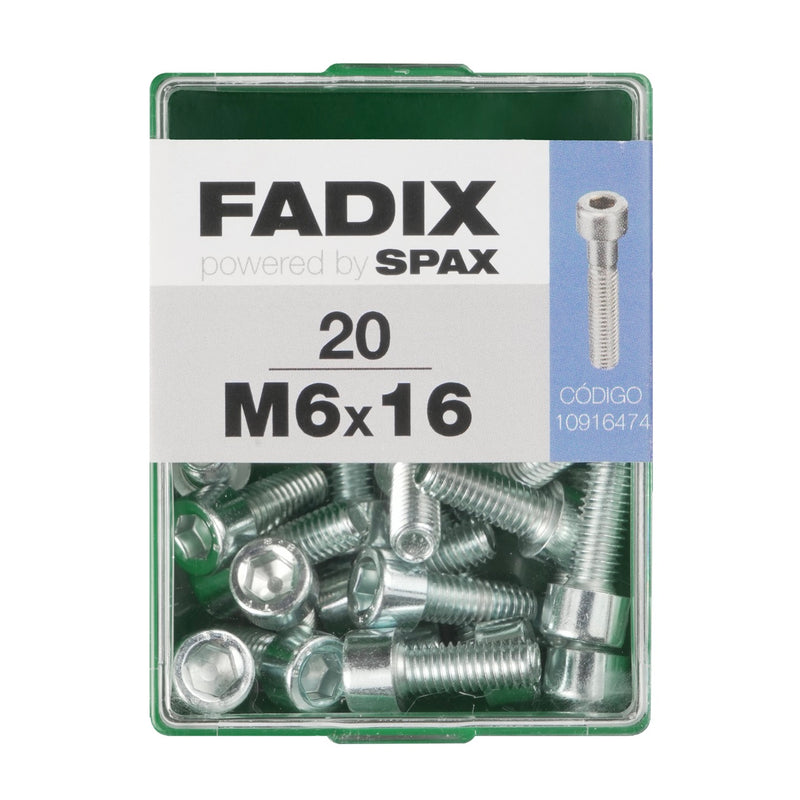 20 DIN 912 M 6 x 16mm screws with cylindrical head for Allen key