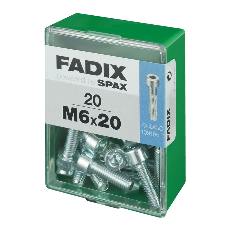 20 DIN 912 M 6 x 20mm screws with cylindrical head for Allen key