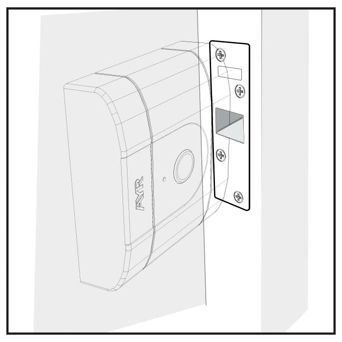 Cerradero para embutir cerradura Int-Lock en acabado níquel mate
