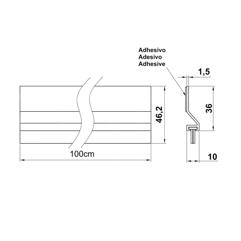 Instrucciones Burlete adhesivo plateado de sobreponer transparente de 1m con cepillo